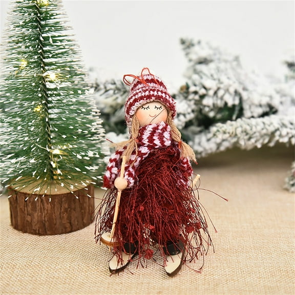TOPRenddon Christmas Wood Figurine Christmas Ski Doll Ornaments Christmas Tree Hanging Decorations Pendants for Holiday Shop Window Home Decor