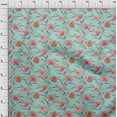 thumbnail image 3 of oneOone Organic Cotton Voile Fabric Watercolor Leaves & Peony Floral Print Fabric BTY 42 Inch Wide, 3 of 4