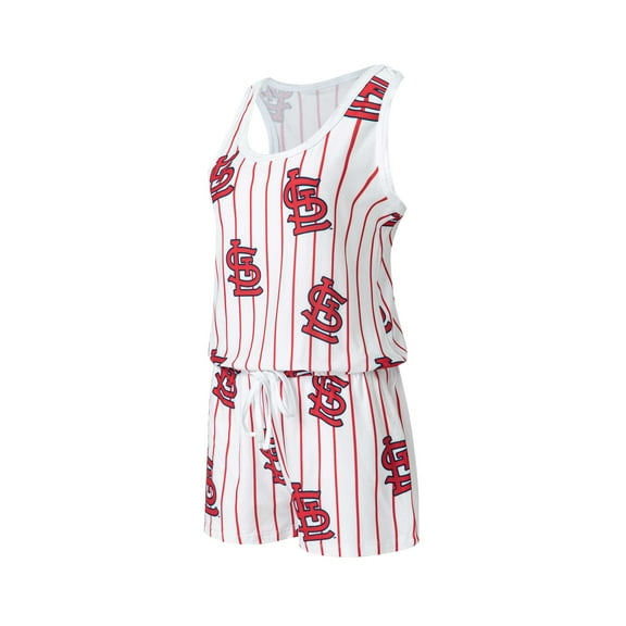 Women's Concepts Sport White St. Louis Cardinals Reel Pinstripe Knit Romper
