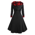thumbnail image 4 of HKEJIAOI Robe Femme Automne/hiver Couleur Unie Manches Longues Robe Chemise Vintage en Velours Côtelé à Bretelles Offres Liquidation Rouge, 4 of 5