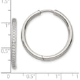 thumbnail image 4 of Stainless Steel Polished With Cz 2.5mm Hinged Hoop Earrings (24.6 X 24.75) Made In China sre1376, 4 of 5