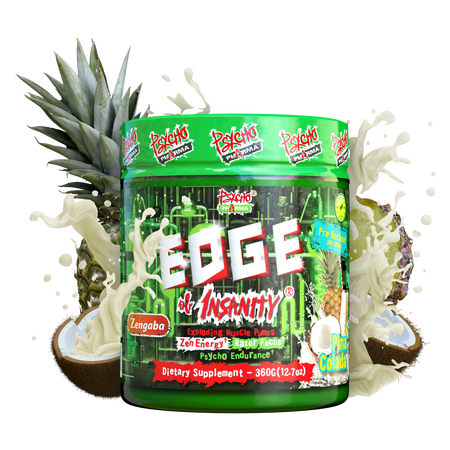 Psycho Pharma Edge of Insanity - Workout Powder for Focus, Strength, & Energy (Pina Colada), 50 Servings