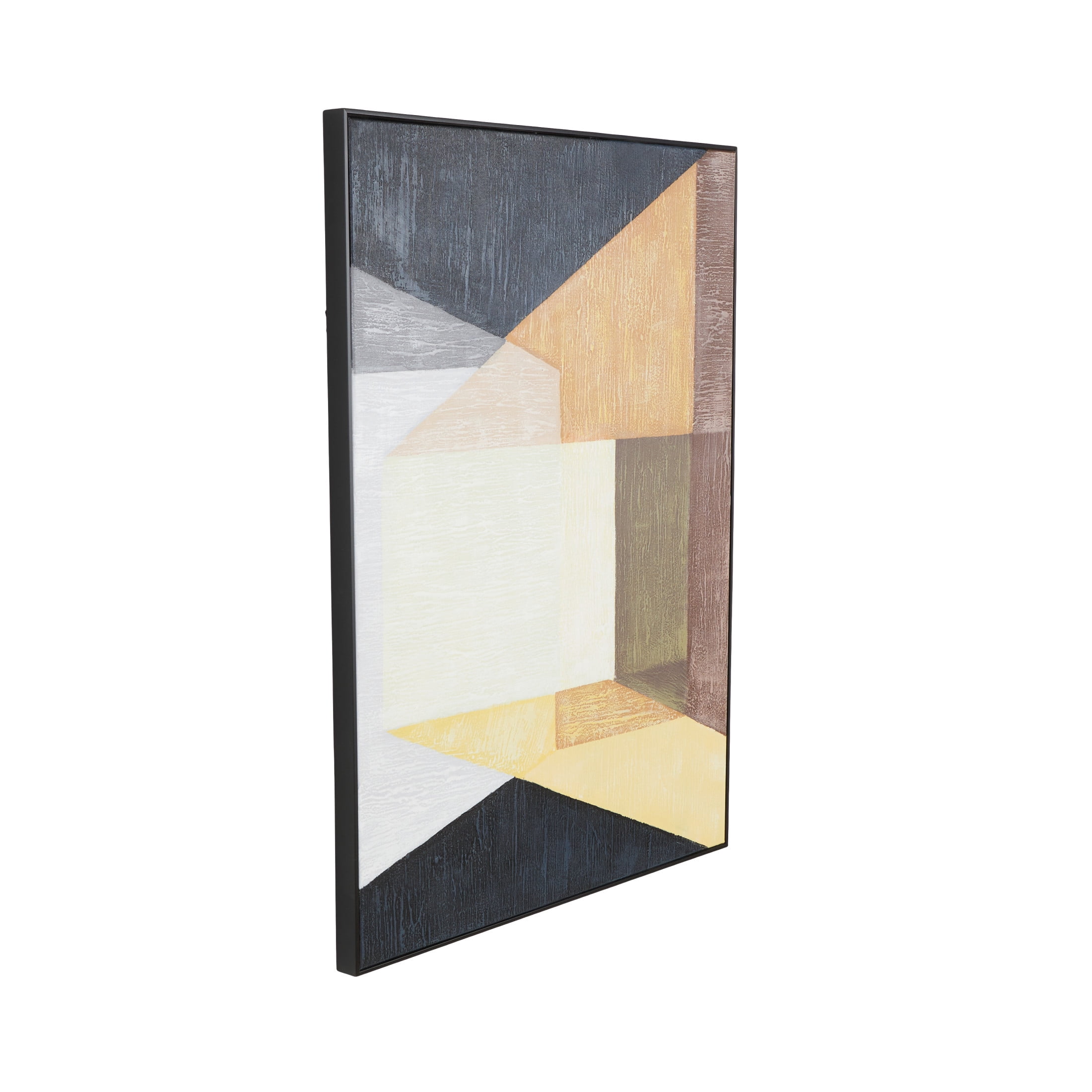 30" x 39" Square Color Block Shape Geometric Framed Wall Art with Black Frame, by DecMode