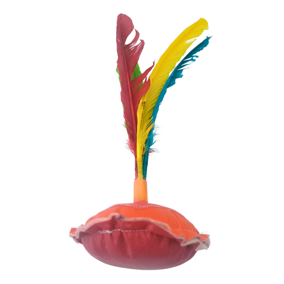 Juego Peteca Indiaca Artesanal Mexicana 24cm Plumas Colores Gallito Tradicional