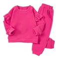 thumbnail image 3 of ibiyuan Toddler Clothes for Girls 4t Fall Outfits Toddler Kids Solid Cozy Hoodie Pants 2 Piece Cute Girls Outfit Winter Daily Warm Ensemble School Clothes, 3 of 5