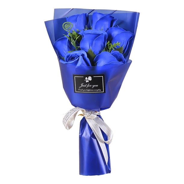 Ramo de rosas artificiales de 7 cabezas, hecho a mano, con pétalos de flores de jabón, ideal como decoración para aniversarios, cumpleaños, regalos para mujeres, madres, esposas y novias.