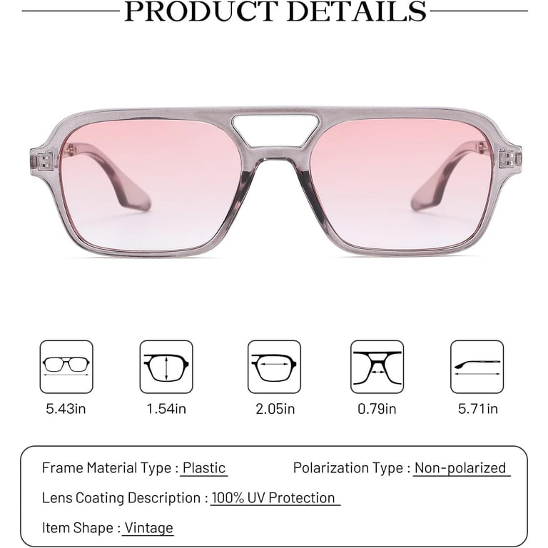 Polarized Aviator Sunglasses for Women Men Retro Metal Square UV400 Protection FEISEDY Retro Oversized Aviator Sunglasses for Women Men  main image 4