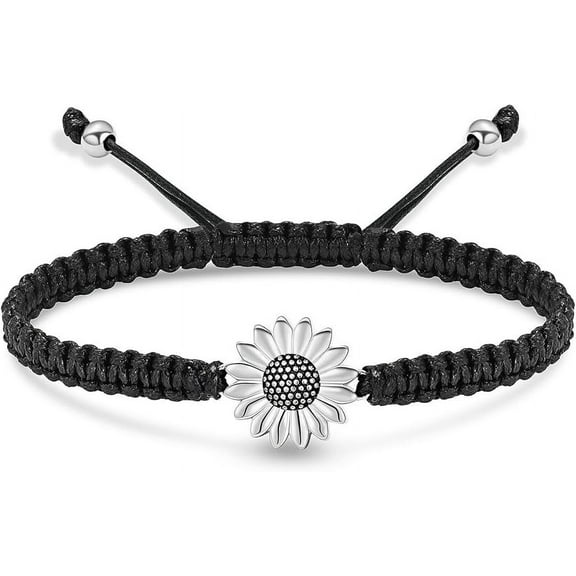 Adjustable Braided Rope Sunflower Cremation Urn Bracelet for Ashes for Women Men Keepsakes Cremation Bracelet for Human Pet