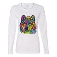 thumbnail image 3 of Colorful Majestic Neon Atric Wolf | Dean Russo Art Animal Lover Womens Long Sleeve T-Shirt, White, S, 3 of 5