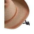 thumbnail image 3 of hirigin Women Men Hat, Curled Jazz Hat Summer Sunscreen Straw Wide Brim Drawstring Outdoor Cap, 3 of 4