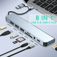 thumbnail image 4 of 8 in 1 High Speed ​​USB Hub Plus - USB-C Connector, TF/SD Card Reader, Audio Out, 5.3' Cable, Compatible with MacBook/iPad Pro/Dell/HP Laptops and Cell Phones, Data Transfer and Expansion, 4 of 8