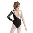 thumbnail image 3 of Aiihoo Kids Girls Shiny Rhinestones Gymnastics Leotard Long Sleeve Ballet Dance Bodysuit Skating Jumpsuit Dancewear Silver 14, 3 of 7