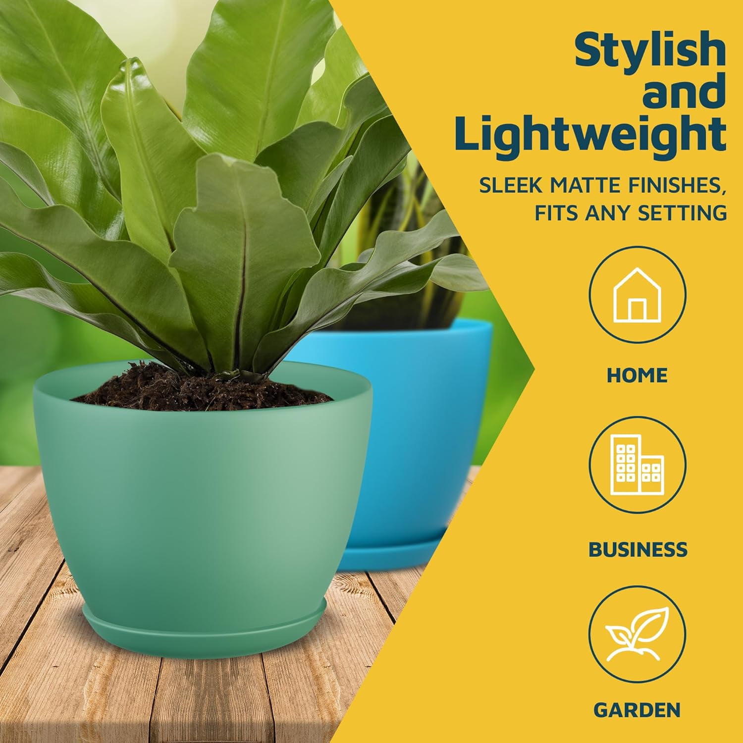Multicolor Plant Pots with Drainage Holes & Saucers 10 Packs, Indoor & Outdoor Stackable Plastic Planters in Multiple Sizes for Houseplants & Flowers, Durable & Weatherproof Materials, Matte Finish