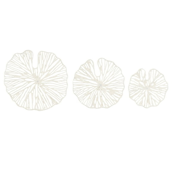 Creative Co-Op Handmade White Coral Shaped Paper & Metal Wall Decor (Set of 3 Sizes)