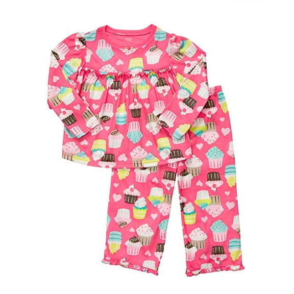 Carter's Girl's Pink Cupcake Print Polyester Pajama Set, Size 4