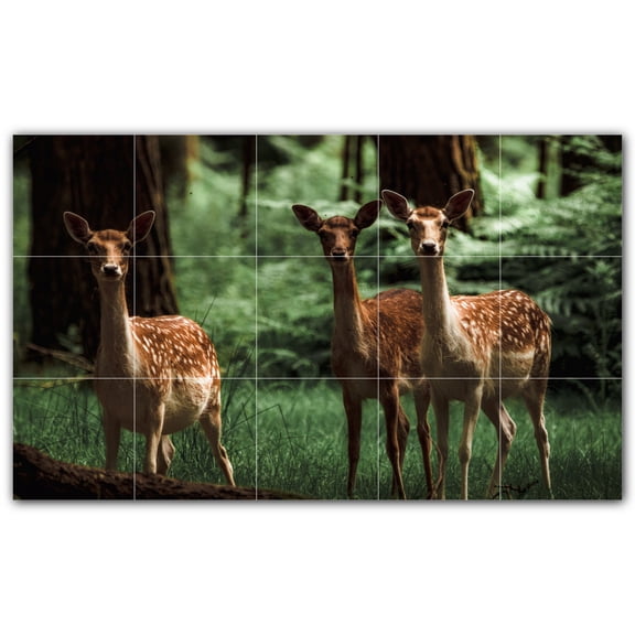 Picture-Tiles.com: Deer Ceramic Tile Wall Mural WAL500471-53XL. 60"W x 36"H using (15) 12" x 12" Ceramic Tiles-Satin Finish