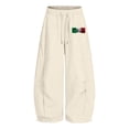 thumbnail image 3 of SJLDQY Sweatpants for Girls Letter Graphic Wide Leg Pants Drawstring Waist Straight Leg Pants with Pockets, 3 of 5