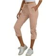 thumbnail image 1 of Timegard Capri Pants for Women Summer Drawstring Elastic High Waist Side Loose Fitting Ruched Cropped Cargo Pants, 1 of 6