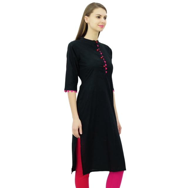 Phagun Kurti en Coton Uni Tunique Designer Col Mandarin Kurta Ethnique Décontractée Blouse