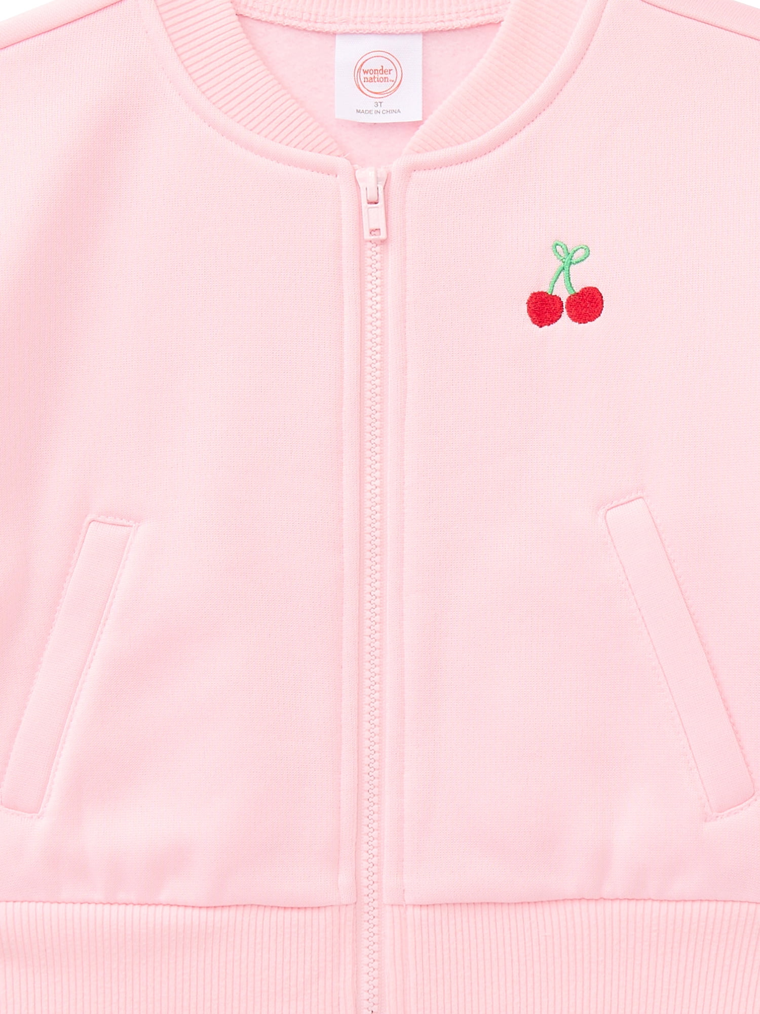 Wonder Nation Toddler Girls Full Zip Athletic Jacket, Sizes 12M-5T