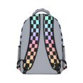 thumbnail image 3 of Rainbow Checkered Pattern Backpack for School, Cute School Bag with Adjustable Shoulder Straps and Padded Back, 15.3"x11"x6.7", 3 of 5