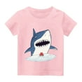 thumbnail image 4 of Spazoro Big Boys Girls Shirts Tee, Short Sleeve Graphic T-Shirts Crew Neck Shark Print Casual Summer Tops for Unisex Pink Size 11 T, 4 of 6