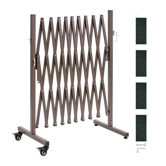 VEVOR Expandable Barricade, 10FT Expandable Safety Barrier, Flexible Mobile Barricade with Locking Casters, Portable Folding Security Gate Metal Traffic Fence for Patio Garden Stairway