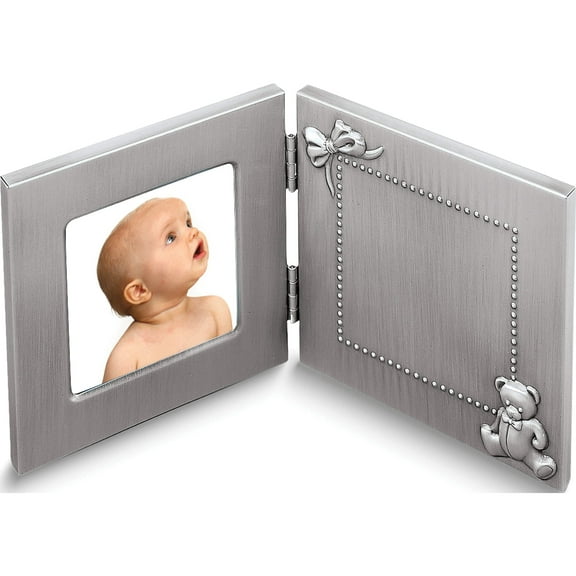 Fashion Pewter Finish Hinged Baby 3X3 Photo Frame (5.25 X 5.25) Made In China gp5200