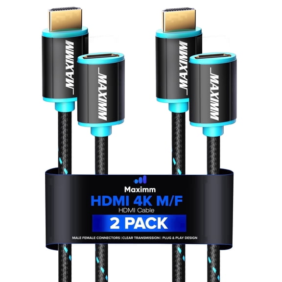 Maximm 15ft 4K High Speed HDMI 2.0 Extension Cable, 2 pack