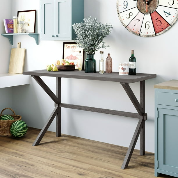 Farmhouse Rustic Counter Height Wood Kitchen Dining Table For Small Places Gray Com Wood Kitchen Dining Table, Rustic Counter Height Kitchen Table