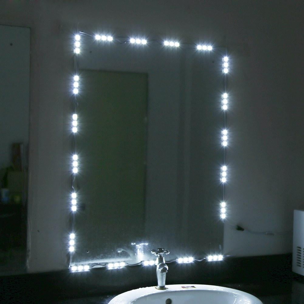 Garosa 5ft 10ft White Led Light Strip Kit Dressing Makeup Cosmetic Vanity Mirror Lighted With Power