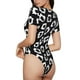 thumbnail image 2 of Balery Black Leopard Body de cuello redondo de manga corta para mujer Tops de manga corta Tops básicos-Small, 2 of 7