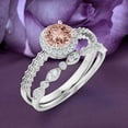 thumbnail image 3 of Art nouvea 1.80 Carat Round Cut Morganite And Diamond Moissanite Engagement Ring Set, Bridal Rings Set, Wedding Ring in 10k Solid White Gold, Engraving Ring Set Gift For Her, Promise Ring, 3 of 3