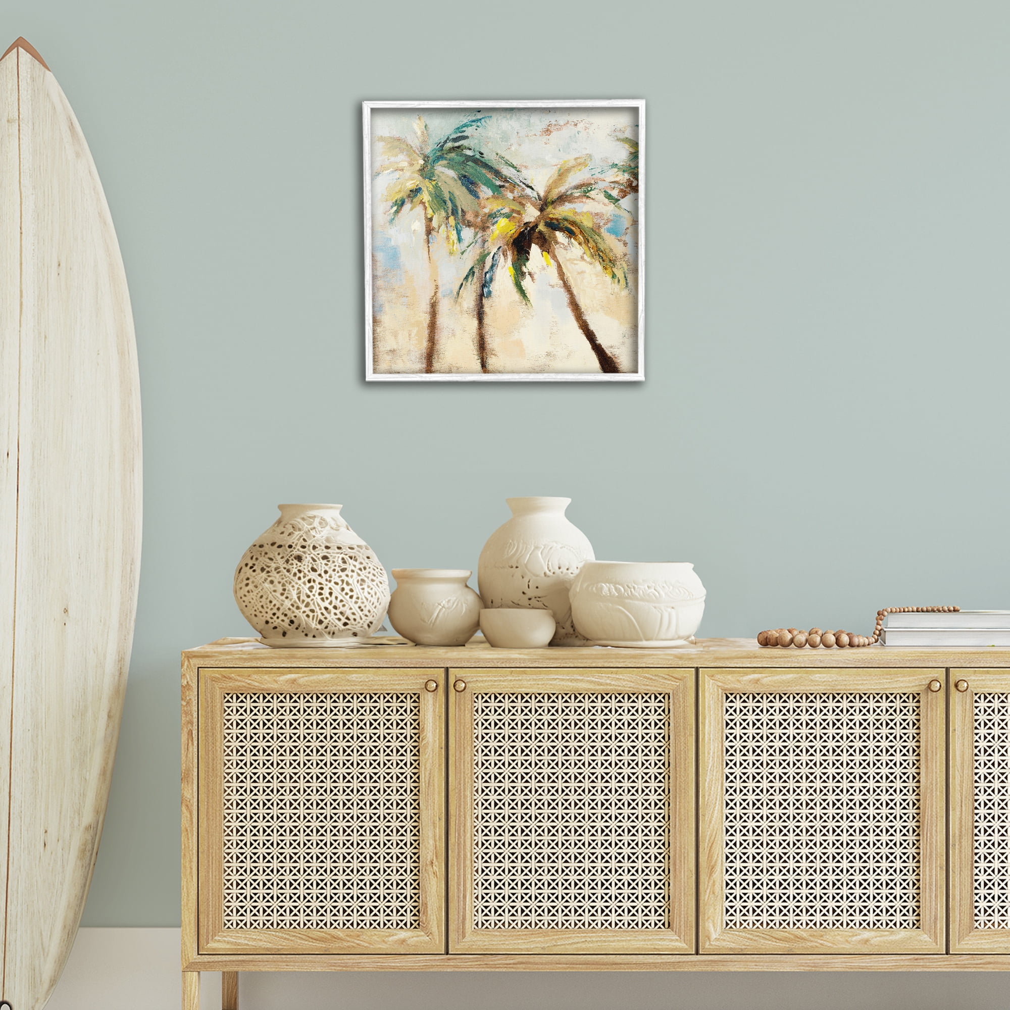 Stupell Industries Tall Palm Trees Abstract Botanical & Floral Painting White Framed Art Print Wall Art, 24 x 24