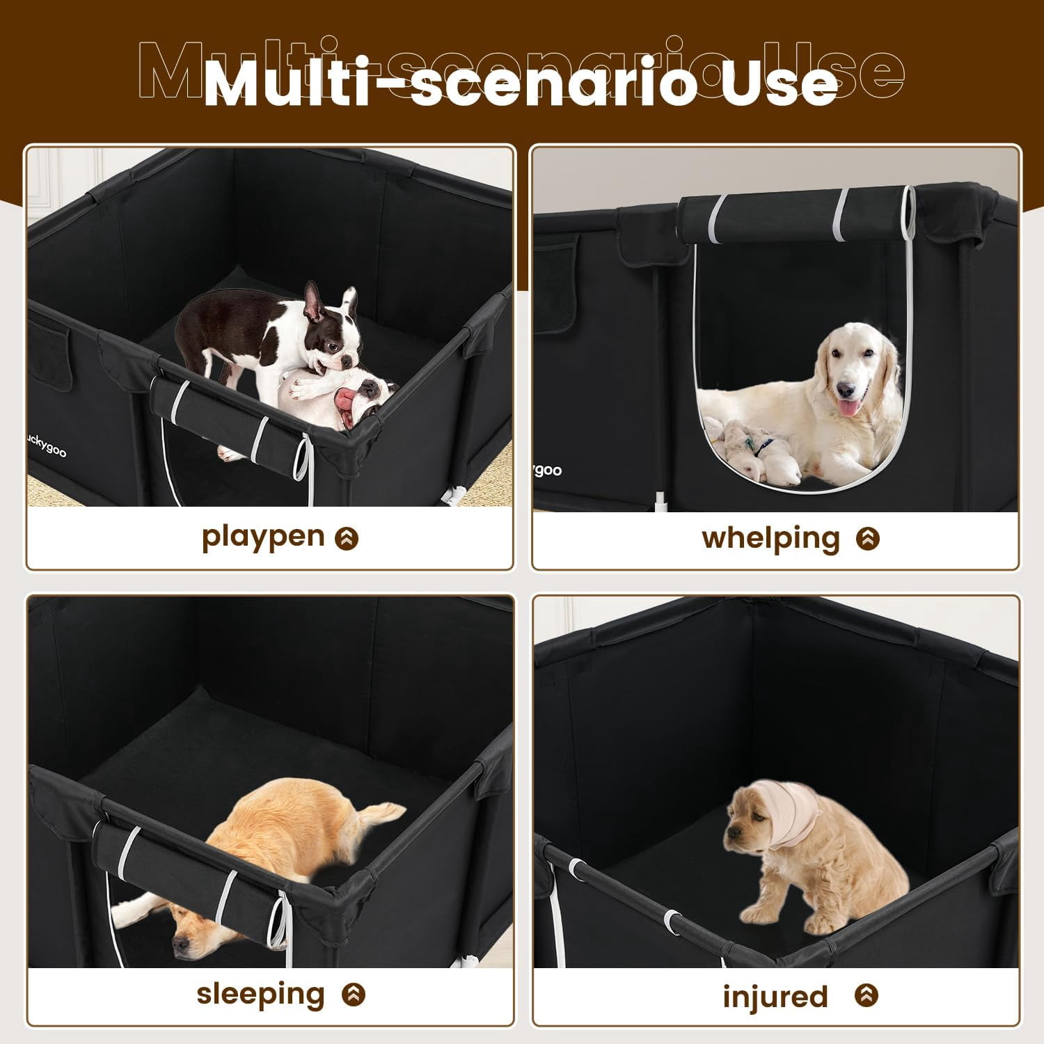 Whelping Box for Dogs - 50"L*50"W*25"H Dog Whelping Play Pen for Puppies,Pet Whelping Box Overall 600D Oxford Fabric with Absorbent Whelping Pad,Dog Birthing Box for Large Medium Small Dogs
