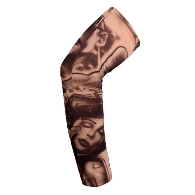 Visland 1 Pc Cycling Arm Sleeve Comfortable Anti-UV Tattoo Pattern Breathable Sunscreen Sun Protection High Elasticity Thin Arm Protection Riding Sleeve Cycling Supplies