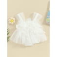 thumbnail image 2 of Suealasg Newborn Baby Girl Outfits Sleeveless 3D Flower Decor Tulle Romper Dress 1st Birthday Photoshoot Dress Summer Clothes, 2 of 9