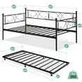 thumbnail image 2 of Twin Size Daybed Frame Heavy Duty Metal Slats Mattress Foundation Platform Sofa Bed with Headboard for Bedroom, Black (Daybed), 2 of 9
