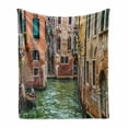 thumbnail image 1 of Venice Soft Flannel Fleece Throw Blanket, Italian City on Water Historical Landmark Famous Streets Houses Gondolas Europe, Cozy Plush for Indoor and Outdoor Use, 50" x 60", Multicolor, by Ambesonne, 1 of 6