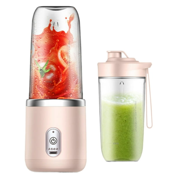 Vaso exprimidor eléctrico Wdftyju 300ml batidora recargable 6 cuchillas rosa con taza