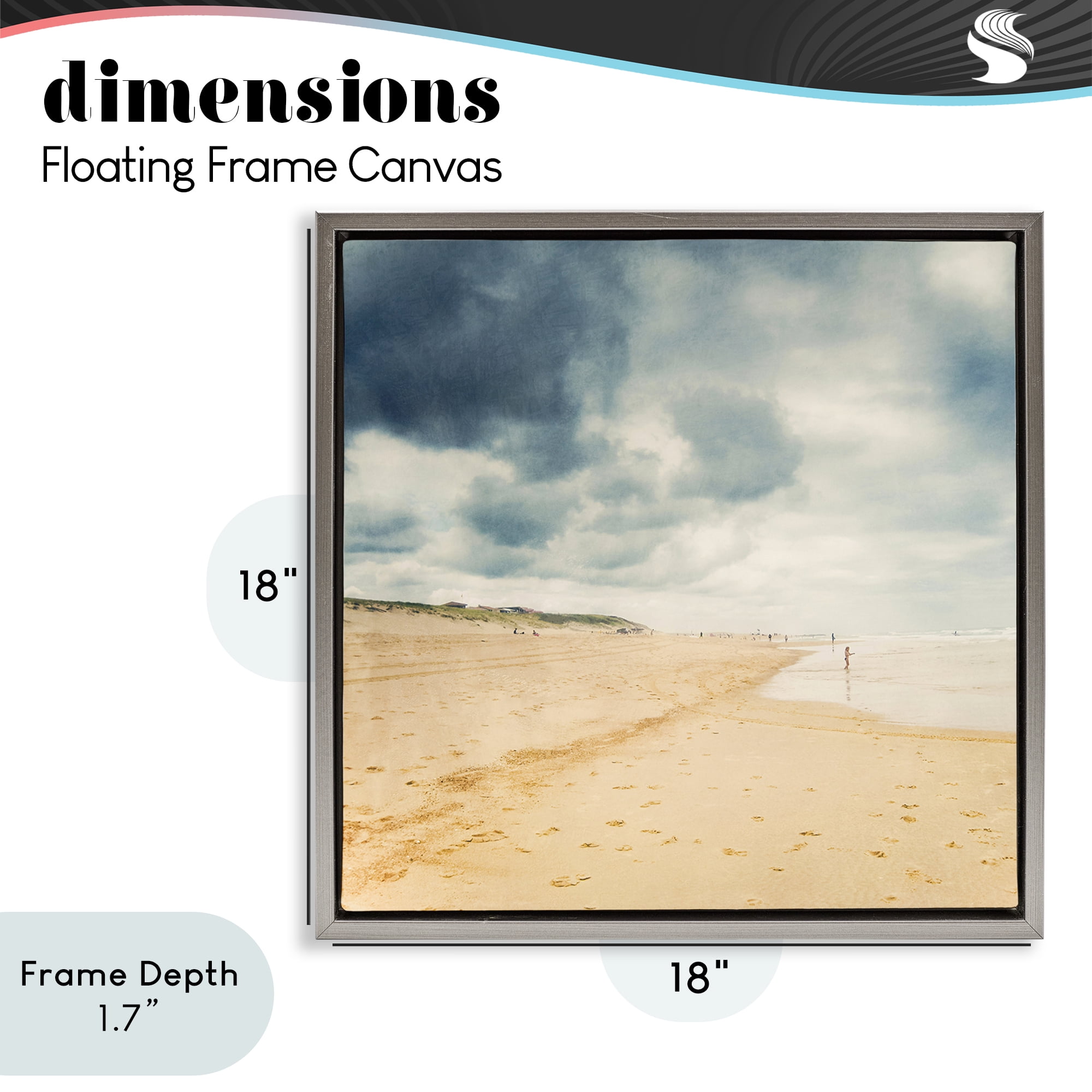 Stupell Industries Beach On A Cloudy Day Gray Framed Floater Canvas Wall Art, design by Dirk Wüstenhagen
