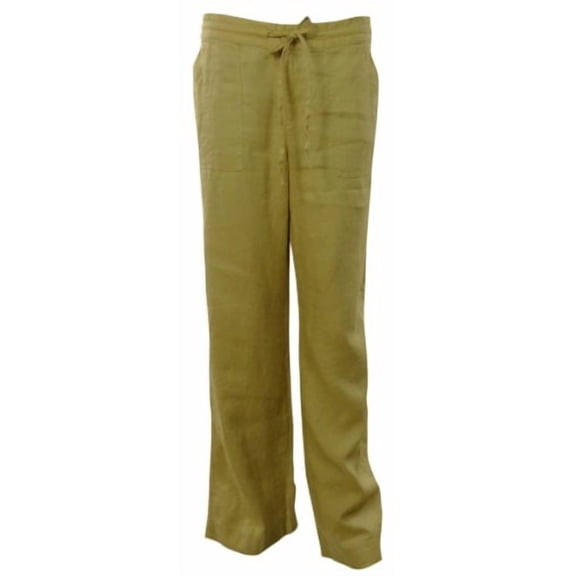 Lauren Ralph Lauren Women's Tonal Belted Linen Casual Pants (4, Khaki)