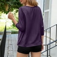 thumbnail image 5 of ClodeEU Women's 3/4 Sleeve Crewneck T-Shirt,Summer Casual Fit Tunic Pocket Tee Purple,Womens Plus M, 5 of 7