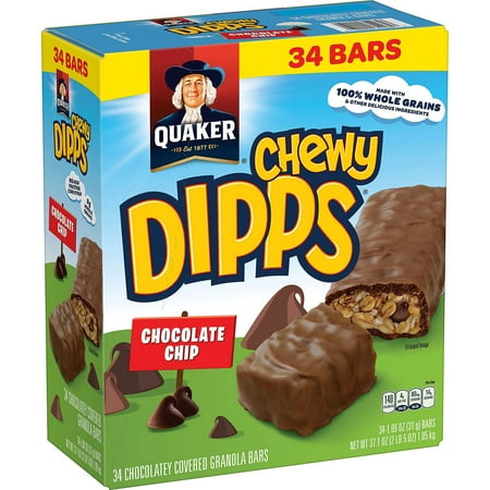 Chewy Chocolate Chip - Quaker Chewy Dipps Granola Bars, Chocolate Chip (34 ct.)