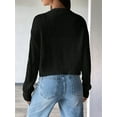 thumbnail image 4 of Women'S Long Sleeve Button Front V-Neck Soft Knit Cardigan Sweaters Black XL, 4 of 8