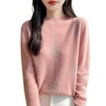 thumbnail image 3 of UTSJKR Women's Snowflake Graphic Sweater Slim Fit Knit Long Sleeve Half Turtleneck Pullover Shirts Winter Comfortable Thermal Blouse Pink XL, 3 of 10