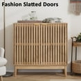 thumbnail image 4 of Sideboard Buffet Cabinet with Storage, Freestanding Kitchen Storage Cabinet with 2 Slatted Doors and Adjustable Shelves, Wooden Cupboard for Kitchen, Entryway (Slatted Door Natural), 4 of 13