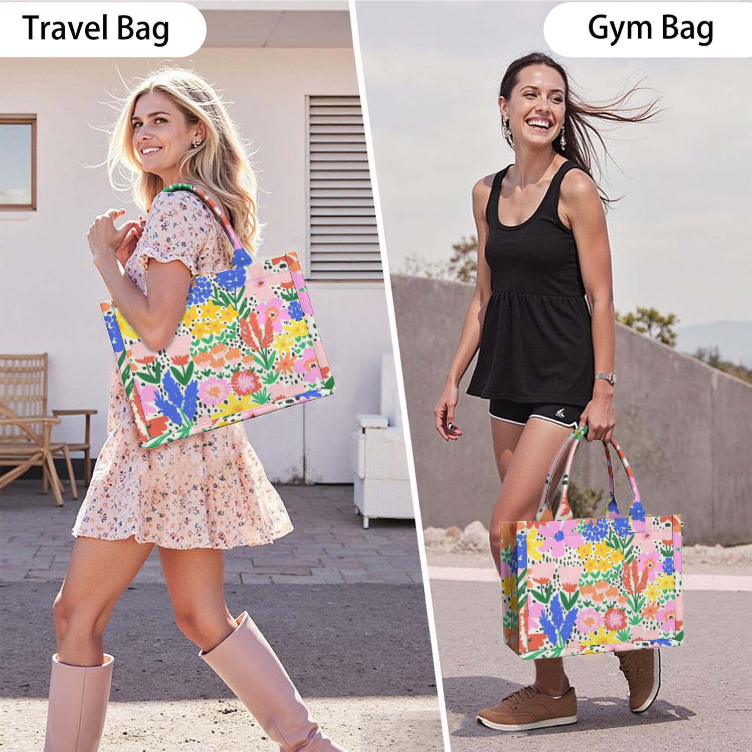 Large Capacity Tote Bag,Pioneer Flower Floral Print Pattern Handbag Fashion Luxury Tote Bag,15.7"x13"x 5.1" Inches,Laptop Compatible