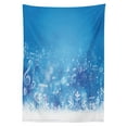thumbnail image 3 of Ambesonne Winter Tablecloth Rectangular Table Cover, Music Notes Snowflakes, 60"x84", Blue White Lilac, 3 of 4