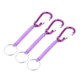 thumbnail image 3 of 3pcs Purple Plastic Stretchy Spiral Spring Coiled Coil Cord Keychain Key Chain Rope Carabiner Hook, 3 of 5